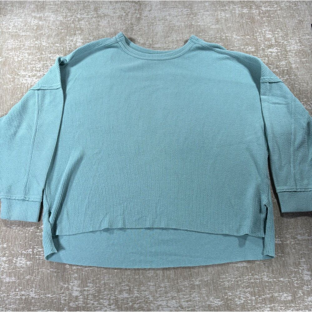 Maurices Teal Waffle Knit Long Sleeve Top Oversized XXL